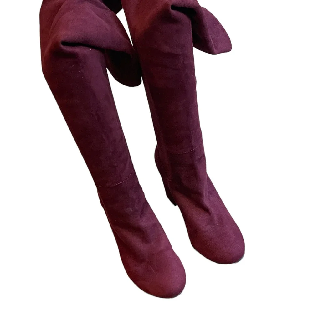 New Treasure & Bond Microfiber Over the Knee Boots Burgundy Women’s Size 5.5M
